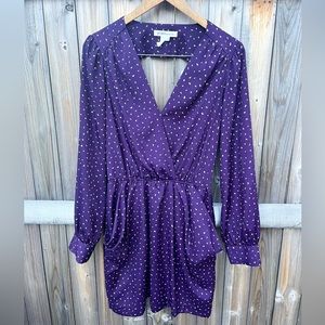 FINAL PRICE: BCBG Long Sleeve Purple Dress with Lime Green Zigzag Pattern
